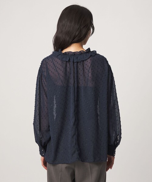 green label relaxing(グリーンレーベルリラクシング)の「シアー フリルネック ブラウス(シャツ/ブラウス・レディース・ネイビー/オフホワイト/ブラック・FREE)」の19枚目の写真