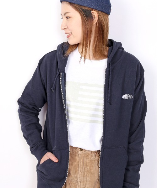 CAMPFREE（キャンプフリー）の「[キャンプフリー] CAMPFREE 8.4oz 裏毛ワンポイント刺繍ジップパーカー（パーカー・メンズ・ブラック/ネイビー/杢グレー・S/2XL/L/M/XL）」の21枚目の写真