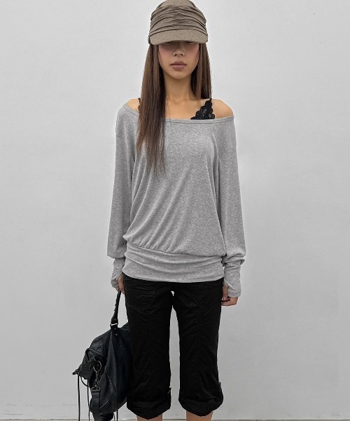 BLACKUP（ブラックアップ）の「[MADE] ルーベインワンショルダーウォーマースリーブT（Tシャツ/カットソー・レディース・チャコール/グレー・FREE）」の16枚目の写真
