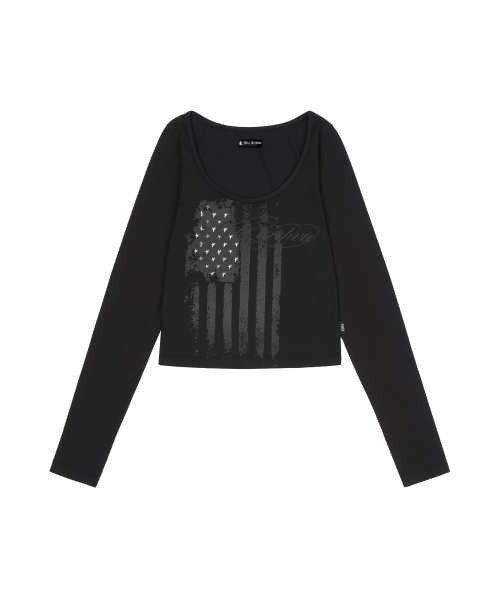 GILAARCHIVE（ギラアーカイブ）の「USA STAR CROP LONG SLEEVE_BLACK（Tシャツ/カットソー・レディース・その他・FREE）」の4枚目の写真
