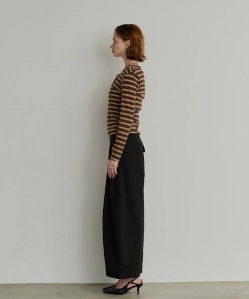uchi.(ウチ)の「マルチボーダーヘンリーネック長袖トップス(Tシャツ/カットソー・レディース・チャコールグレー/ネイビー/ブラウン・FREE)」の12枚目の写真