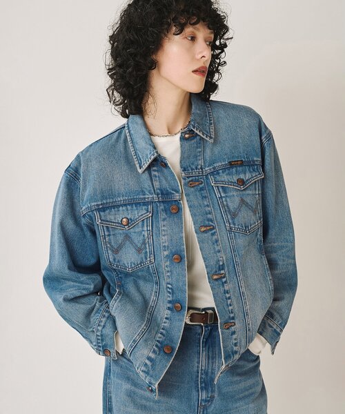 Whim Gazette(ウィムガゼット)の「【Wrangler】デニムGジャン/セットアップ可(デニムジャケット・レディース・ブラック/ブルー・FREE)」の1枚目の写真