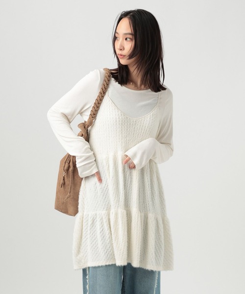 BAYFLOW(ベイフロー)の「シャギーキャミチュニック(チュニック・レディース・ブラック/オフホワイト/ブラウン・FREE)」の7枚目の写真