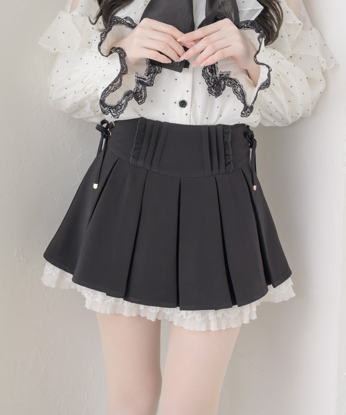 couture BY ROJITA(クチュールバイロジータ)の「【セットアップ対応】タックプリーツミニスカパン(スカート・レディース・ブラック/グレー/ブラウン・FREE)」の2枚目の写真