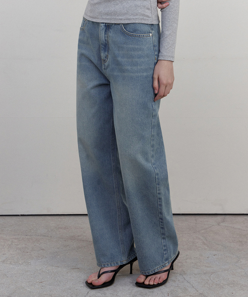 WEDNESDAYOASISFORWOMEN(ウェンズデー オアシス フォー ウーマン)の「スラブサンド セミワイド デニムパンツ_BLUE(WCB6PT04)(デニムパンツ・レディース・ブルー・MEDIUM/SMALL)」の1枚目の写真