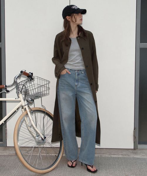 WEDNESDAYOASISFORWOMEN(ウェンズデー オアシス フォー ウーマン)の「スラブサンド セミワイド デニムパンツ_BLUE(WCB6PT04)(デニムパンツ・レディース・ブルー・MEDIUM/SMALL)」の5枚目の写真