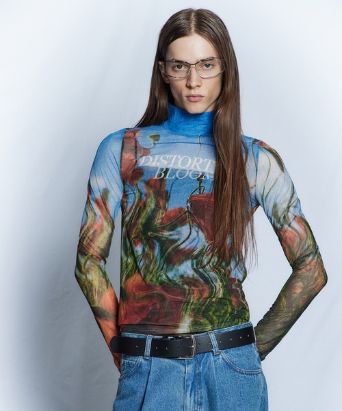 MAISON SPECIAL(メゾンスペシャル)の「【26WINTER PRE-ORDER】DISTORETED BLOOM Logo Sheer Top/DISTORETED BLOOMロゴシアートップ(Tシャツ/カットソー・レディース・ピンク/イエロー/ブルー・FREE)」の2枚目の写真