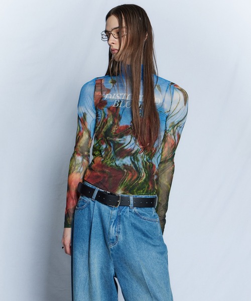 MAISON SPECIAL(メゾンスペシャル)の「【26WINTER PRE-ORDER】DISTORETED BLOOM Logo Sheer Top/DISTORETED BLOOMロゴシアートップ(Tシャツ/カットソー・レディース・ピンク/イエロー/ブルー・FREE)」の9枚目の写真