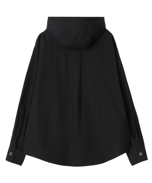 NIGHTWORKDEPT（ナイトワークデプト）の「City Hooded Shirt Jacket_2 Colors（ナイロンジャケット・レディース・ブラック/レッド・SMALL/MEDIUM）」の4枚目の写真