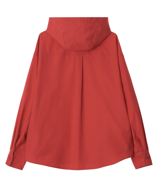 NIGHTWORKDEPT（ナイトワークデプト）の「City Hooded Shirt Jacket_2 Colors（ナイロンジャケット・レディース・ブラック/レッド・SMALL/MEDIUM）」の6枚目の写真