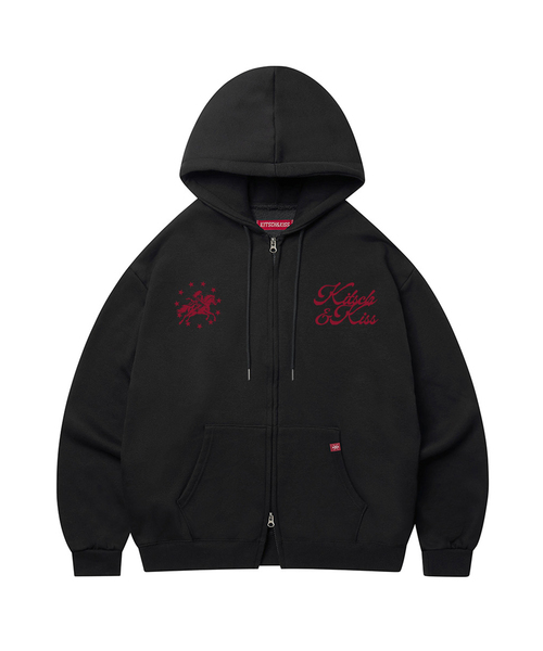 KITSCH&KISS(キッチアンドキス)の「STAR HORSE オーバーサイズ ジップアップパーカー (SOJKNK-113)(パーカー・レディース・ブラック/グレー・FREE)」の1枚目の写真