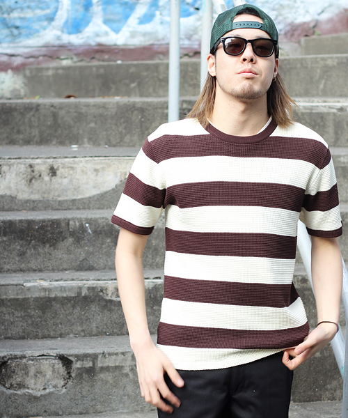 schott（ショット）の「Schott/ショット/THERMAL KNIT BORDER T SHIRT