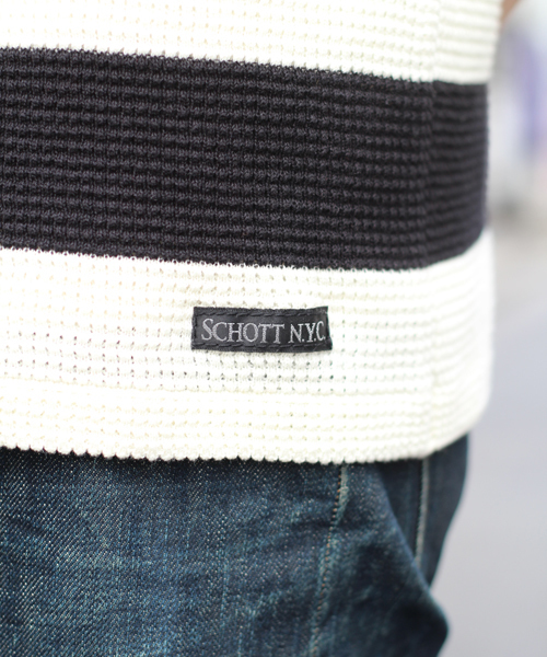 schott（ショット）の「Schott/ショット/THERMAL KNIT BORDER T SHIRT