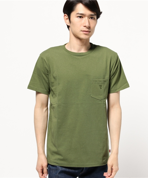 coen（コーエン）の「USAコットンクルーネックポケットTシャツ●（Tシャツ/カットソー・メンズ・オリーブ/ネイビー/ブラック/ホワイト/ベージュ/ライトブルー・SMALL/X-LARGE/MEDIUM/LARGE）」の9枚目の写真