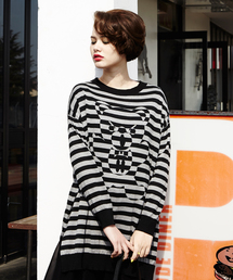 HYSTERIC GLAMOUR | BEARボーダー編込 プルオーバー(ニット/セーター)