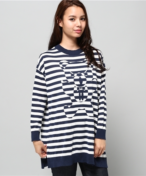 HYSTERIC GLAMOUR（ヒステリックグラマー）の「BEARボーダー編込 プルオーバー（ニット/セーター・レディース・ホワイト/ホワイト系その他/グレー系その他・FREE）」の14枚目の写真