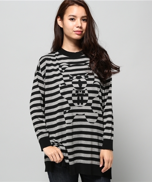 HYSTERIC GLAMOUR（ヒステリックグラマー）の「BEARボーダー編込 プルオーバー（ニット/セーター・レディース・ホワイト/ホワイト系その他/グレー系その他・FREE）」の10枚目の写真