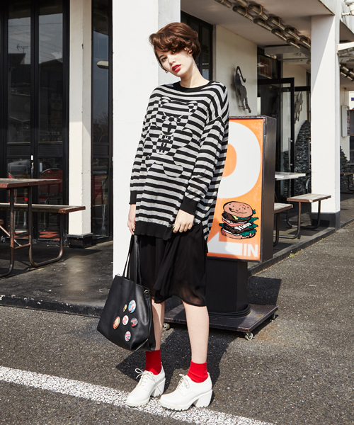 HYSTERIC GLAMOUR（ヒステリックグラマー）の「BEARボーダー編込 プルオーバー（ニット/セーター・レディース・ホワイト/ホワイト系その他/グレー系その他・FREE）」の11枚目の写真