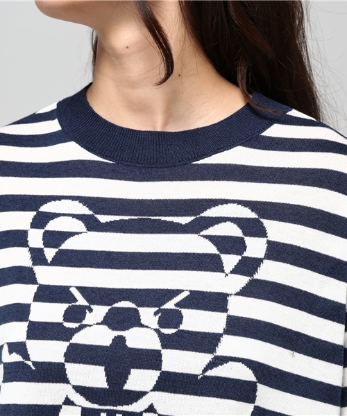 HYSTERIC GLAMOUR（ヒステリックグラマー）の「BEARボーダー編込 プルオーバー（ニット/セーター・レディース・ホワイト/ホワイト系その他/グレー系その他・FREE）」の7枚目の写真