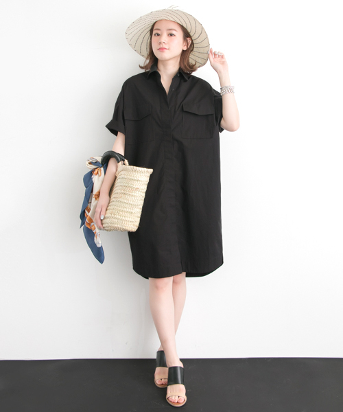URBAN RESEARCH（アーバンリサーチ）の「UR ポケット付オーバーシャツワンピース（ワンピース・レディース・ブラック/モカ・FREE）」の12枚目の写真