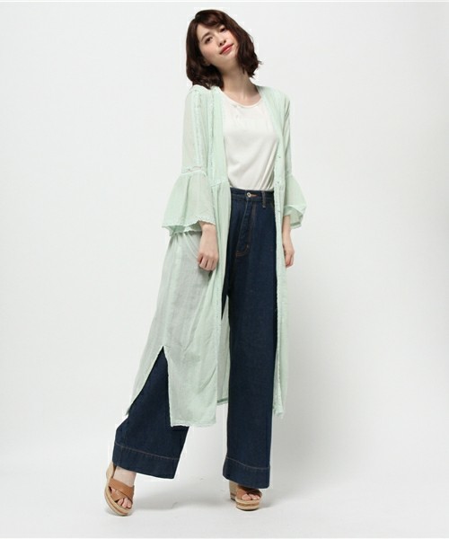 Another Edition（アナザーエディション）の「ガーゼヨウリュウレースロング/AEBC ガーゼヨウリュウLACE LONG◆（カーディガン/ボレロ・レディース・オフホワイト/レッド/ライム・FREE）」の12枚目の写真