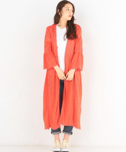 Another Edition（アナザーエディション）の「ガーゼヨウリュウレースロング/AEBC ガーゼヨウリュウLACE LONG◆（カーディガン/ボレロ・レディース・オフホワイト/レッド/ライム・FREE）」の6枚目の写真