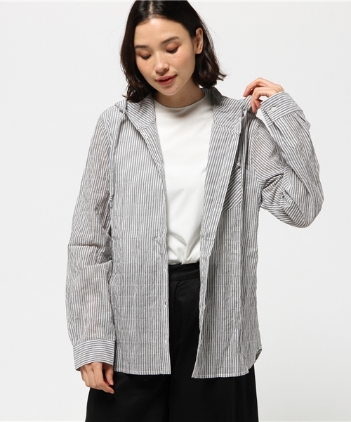 IEDIT（イディット）の「【UVカット８０％以上】ＩＥＤＩＴ　ＬＡＢＯ　さらりＵＶ対策！くしゅっとやわらか素材のシャツパーカー　  （パーカー・レディース・ブラック系その他/ネイビー・MEDIUM/X-LARGE/XX-LARGE/LARGE/SMALL）」の13枚目の写真