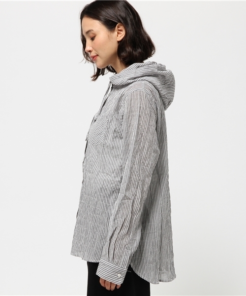 IEDIT（イディット）の「【UVカット８０％以上】ＩＥＤＩＴ　ＬＡＢＯ　さらりＵＶ対策！くしゅっとやわらか素材のシャツパーカー　  （パーカー・レディース・ブラック系その他/ネイビー・MEDIUM/X-LARGE/XX-LARGE/LARGE/SMALL）」の15枚目の写真