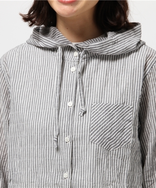 IEDIT（イディット）の「【UVカット８０％以上】ＩＥＤＩＴ　ＬＡＢＯ　さらりＵＶ対策！くしゅっとやわらか素材のシャツパーカー　  （パーカー・レディース・ブラック系その他/ネイビー・MEDIUM/X-LARGE/XX-LARGE/LARGE/SMALL）」の10枚目の写真