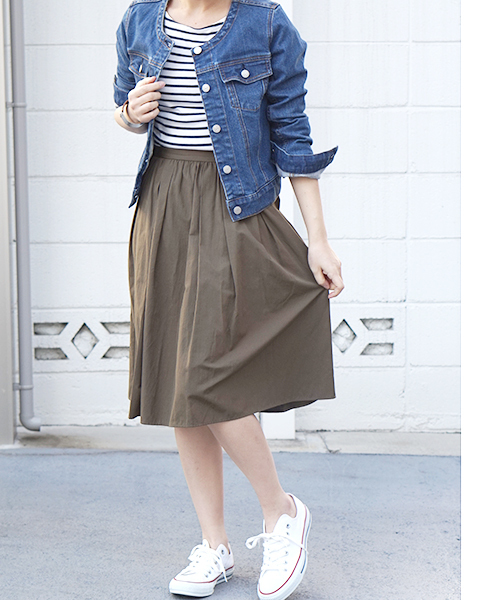 laboratory work（ラボラトリーワーク）の「グログランランダムタックスカート（スカート・レディース・マスタード/カーキ/グリーン・MEDIUM）」の19枚目の写真