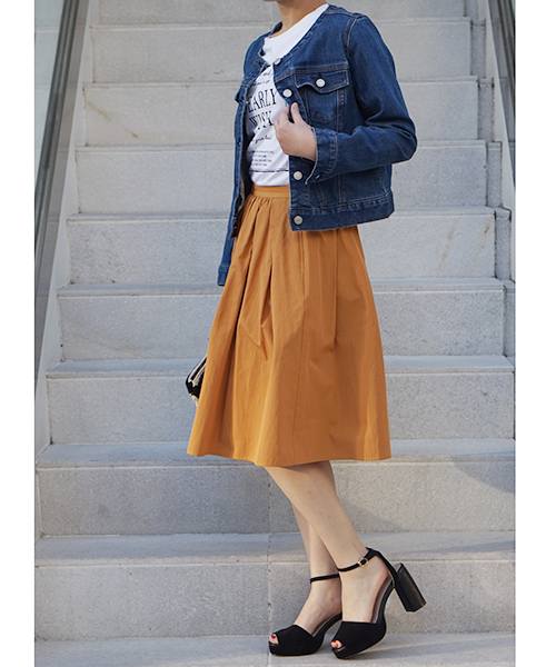 laboratory work（ラボラトリーワーク）の「グログランランダムタックスカート（スカート・レディース・マスタード/カーキ/グリーン・MEDIUM）」の12枚目の写真