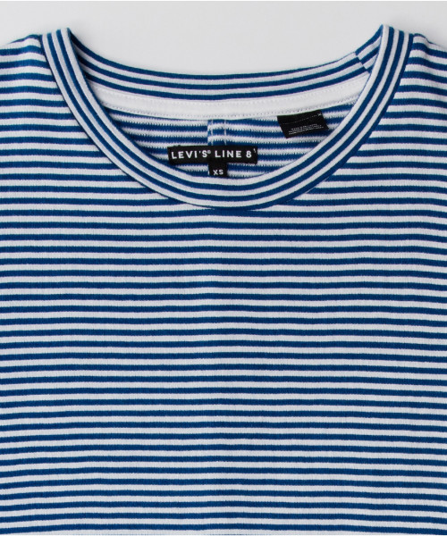 LINE8（ラインエイト）の「LINE8 ボックスTシャツ ボーダー MONACO BLUE（Tシャツ/カットソー・レディース・ブラック・X-SMALL/SMALL/MEDIUM）」の7枚目の写真