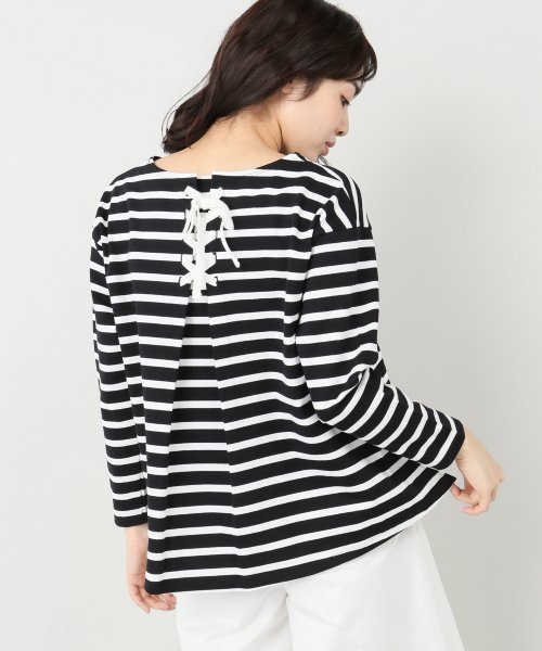 Spick & Span(スピックアンドスパン)の「デラヴェジャージーBACKレースアップ2◆(Tシャツ/カットソー・レディース・ホワイト/ブラック系その他/ホワイト×ネイビー・FREE)」の15枚目の写真