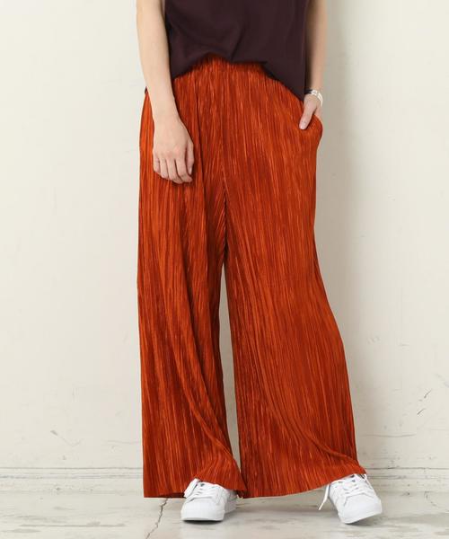 BEAUTY&YOUTH UNITED ARROWS(ビューティーアンドユースユナイテッドアローズ)の「BY プリーツワイドパンツ ◆(その他パンツ・レディース・オレンジ/ネイビー・FREE)」の1枚目の写真