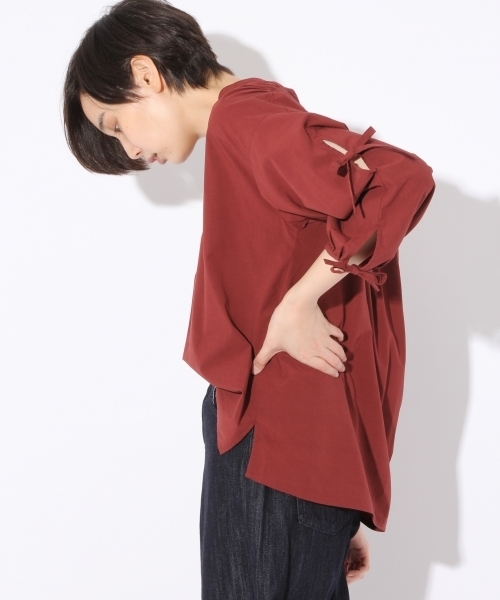 niko and...（ニコアンド）の「CRリボンリボンブラウス（シャツ/ブラウス・レディース・ボルドー/ベージュ/ナチュラル・L/M）」の13枚目の写真