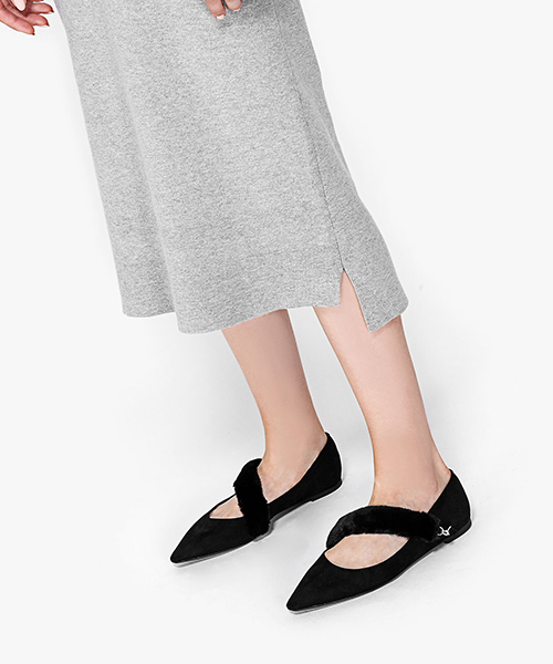 CHARLES & KEITH（チャールズ & キース）の「ファーストラップパンプス / FUR STRAP PUMPS（バレエシューズ・レディース・グレー/ライトブラウン/ブラック・23cm/23.5cm/24.5cm/22.5cm/25cm）」の16枚目の写真
