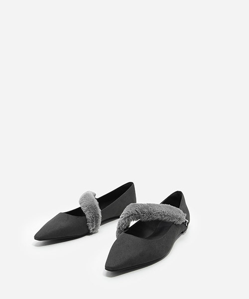 CHARLES & KEITH（チャールズ & キース）の「ファーストラップパンプス / FUR STRAP PUMPS（バレエシューズ・レディース・グレー/ライトブラウン/ブラック・23cm/23.5cm/24.5cm/22.5cm/25cm）」の14枚目の写真