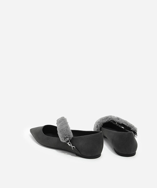 CHARLES & KEITH（チャールズ & キース）の「ファーストラップパンプス / FUR STRAP PUMPS（バレエシューズ・レディース・グレー/ライトブラウン/ブラック・23cm/23.5cm/24.5cm/22.5cm/25cm）」の12枚目の写真