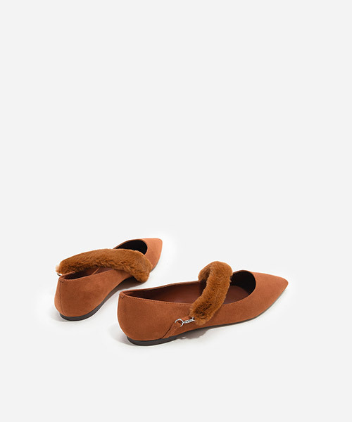 CHARLES & KEITH（チャールズ & キース）の「ファーストラップパンプス / FUR STRAP PUMPS（バレエシューズ・レディース・グレー/ライトブラウン/ブラック・23cm/23.5cm/24.5cm/22.5cm/25cm）」の6枚目の写真