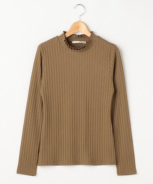 RAY CASSIN（レイカズン）の「ワイドリブ衿メロウプチハイプルオーバー（Tシャツ/カットソー・レディース・オフホワイト/杢グレー/ブラック/キャメル・FREE）」の10枚目の写真