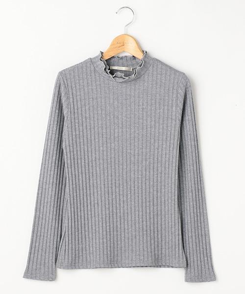 RAY CASSIN（レイカズン）の「ワイドリブ衿メロウプチハイプルオーバー（Tシャツ/カットソー・レディース・オフホワイト/杢グレー/ブラック/キャメル・FREE）」の12枚目の写真