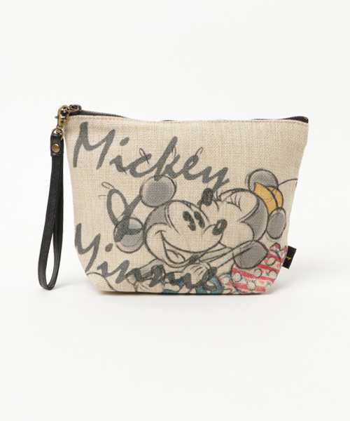 Disney ディズニー の Disney Lifestyle Collection ディズニー 麻風舟形ポーチ ミッキー ミニー キス ポーチ Wear