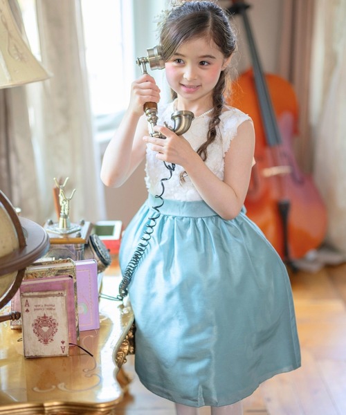 Catherine Cottage(キャサリンコテージ)の「ローズパーティードレス(ドレス・キッズ・シルバー/グリーン/ゴールド/レッド/ピンク/コーラルピンク/ネイビー/ホワイト×ブラック/サックスブルー/ベビーピンク/ホワイト×ネイビー・100/140/150/130/160/110/120)」の12枚目の写真