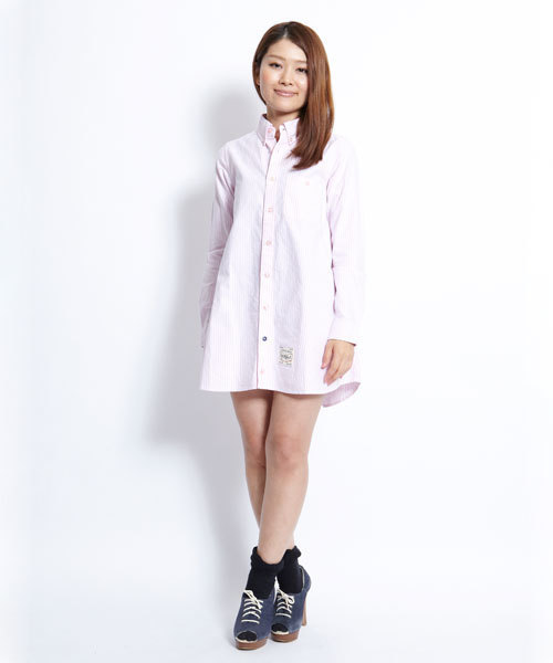 MILKFED.（ミルクフェド）の「【mini3月号掲載商品】BF BUTTON DOWN SHIRT DRESS（ワンピース・レディース・グレー/ピンク/ライトパープル・SMALL/MEDIUM）」の3枚目の写真