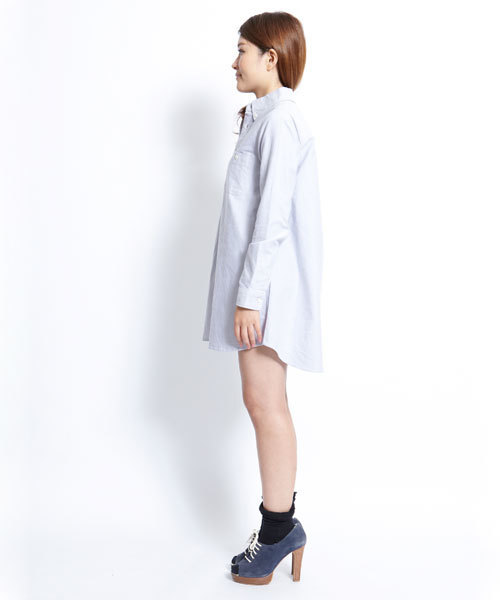 MILKFED.（ミルクフェド）の「【mini3月号掲載商品】BF BUTTON DOWN SHIRT DRESS（ワンピース・レディース・グレー/ピンク/ライトパープル・SMALL/MEDIUM）」の4枚目の写真