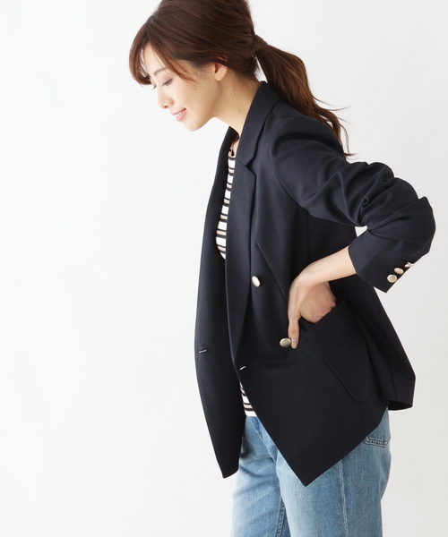 Opaque Clip オペークドットクリップ の 洗える ダブルブレストブレザー テーラードジャケット Wear