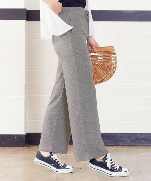 KOBE LETTUCE（コウベレタス）の「リラックスワイドイージーリブワイドパンツ（その他パンツ・レディース・ベージュ/グレー/ネイビー/ブラック・FREE）」の3枚目の写真