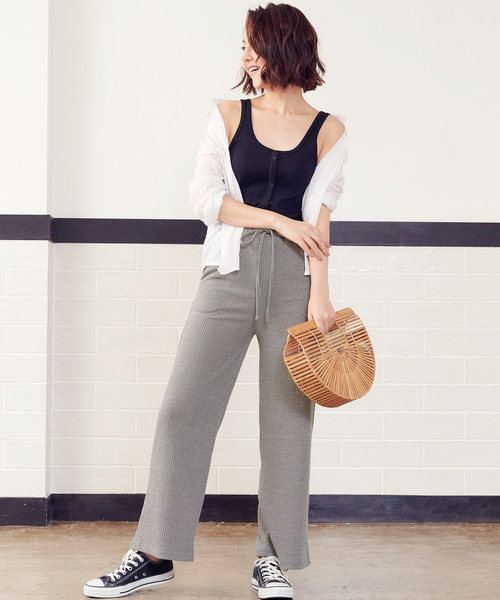 KOBE LETTUCE（コウベレタス）の「リラックスワイドイージーリブワイドパンツ（その他パンツ・レディース・ベージュ/グレー/ネイビー/ブラック・FREE）」の9枚目の写真