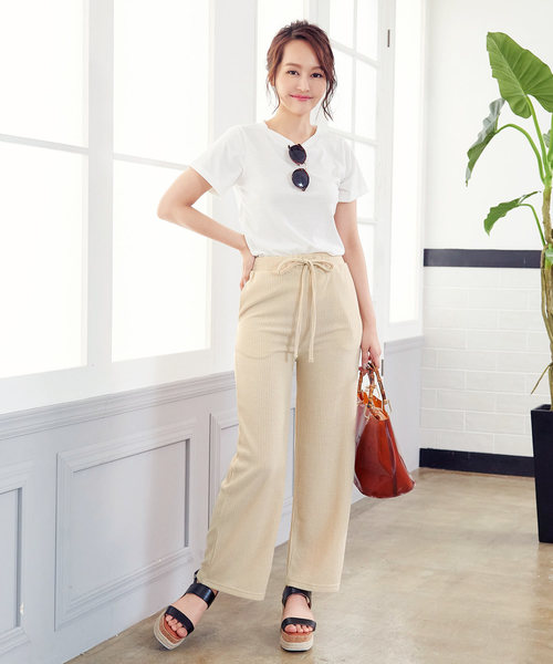 KOBE LETTUCE（コウベレタス）の「リラックスワイドイージーリブワイドパンツ（その他パンツ・レディース・ベージュ/グレー/ネイビー/ブラック・FREE）」の10枚目の写真