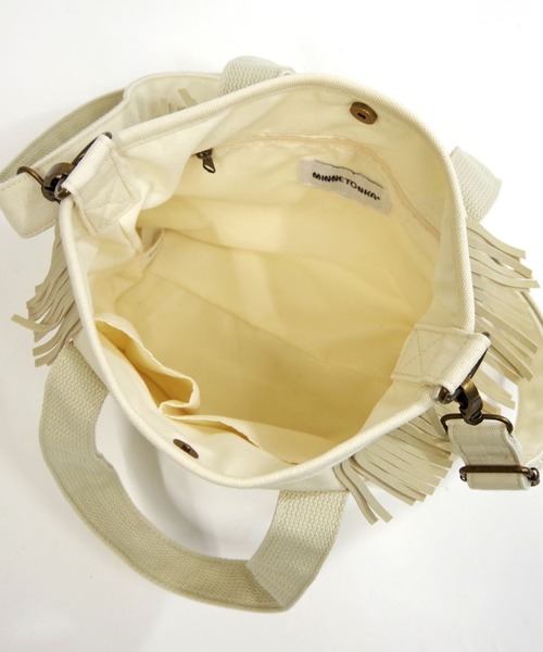 Minnetonka（ミネトンカ）の「【MINNETONKA/ミネトンカ】 CANVAS BAG S / ショルダー付きキャンバスバッグ　（ハンドバッグ・レディース・ベージュ/ネイビー/レッド/カーキ/オフホワイト/ホワイト/ブラック/ブラウン/グレー・FREE）」の18枚目の写真